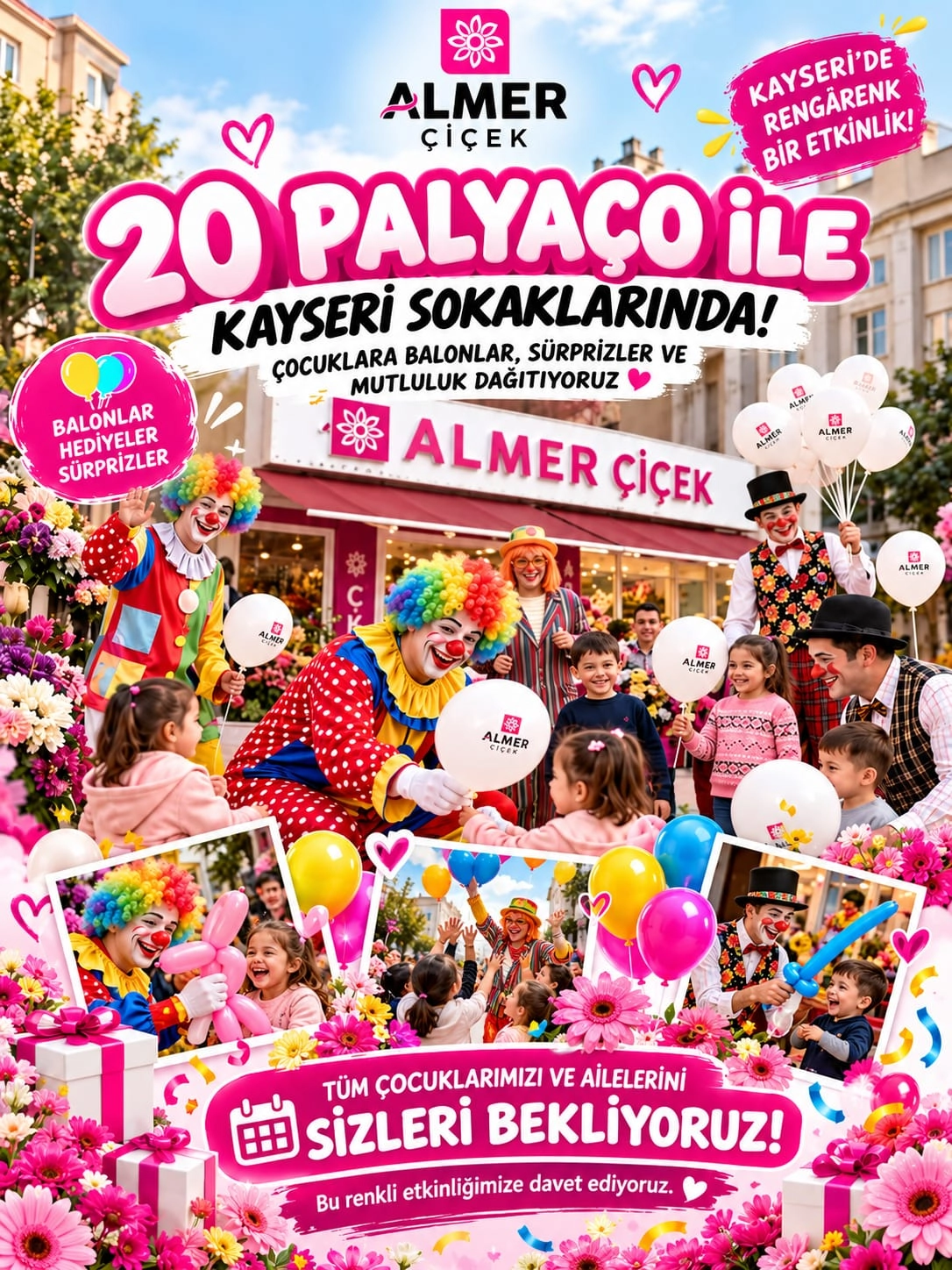 Kayseri Etkinlik Almer Çiçek 20 Palyaçoyla Sokaklar Renklendi .
